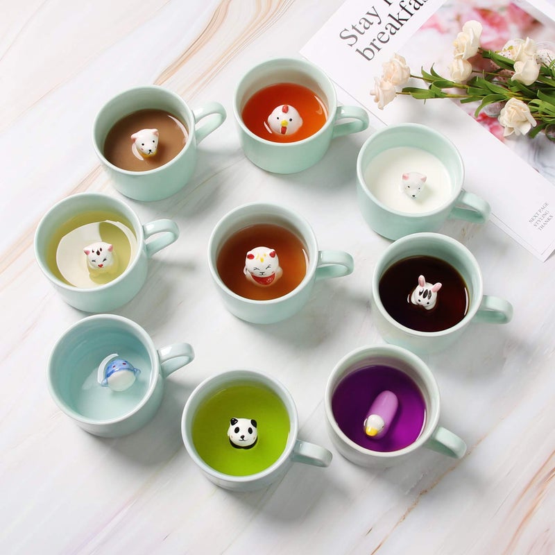 Lemon Park 3D Coffee Mug Animal Inside Cup 8 oz with Lucky Cat,Cute Cartoon Handmade Ceramics Cup,Christmas Birthday Surprise for Friends Family or Kids (Lucky Cat) - Image 5